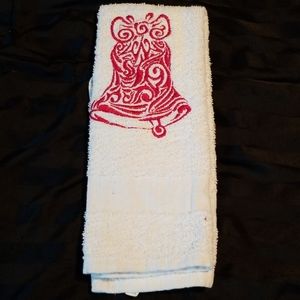 Embroidered Christmas bell hand towel